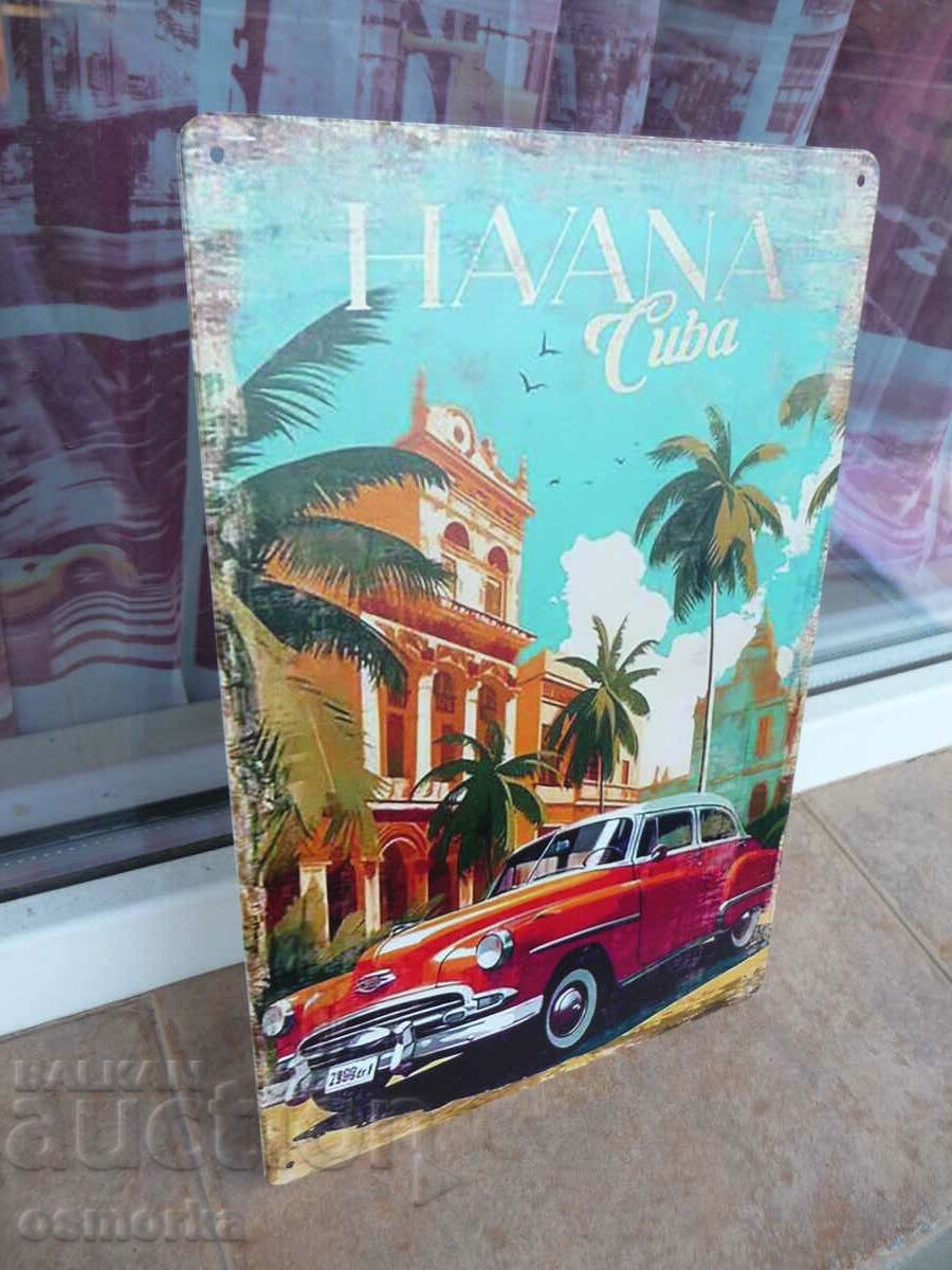 Metal plate rzzni Havana Cuba buildings car palm trees car with price 18.00 BGN | € 9.20