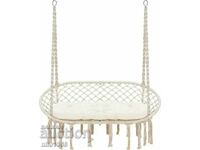 Double beige garden swing for two with cushions