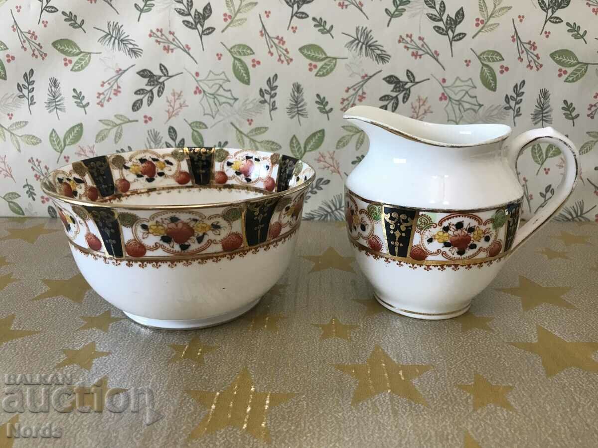 Vintage porcelain bowl and jug