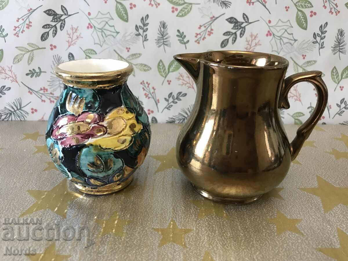 Vase and jug with markings