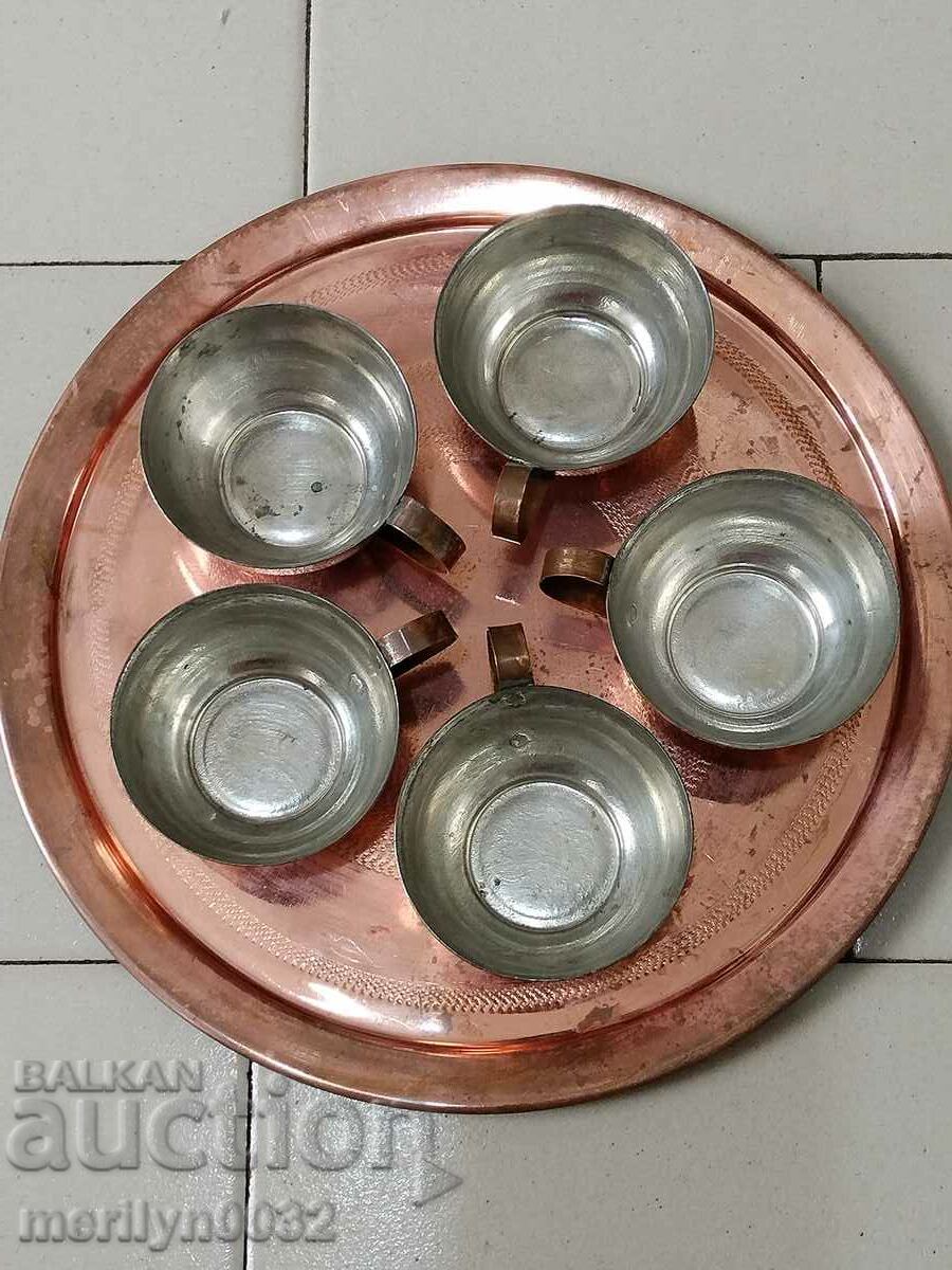 Auction Copper coffee service, copper, copper pot, cups, cups Auction Copper coffee service, copper, copper pot, cups, cups