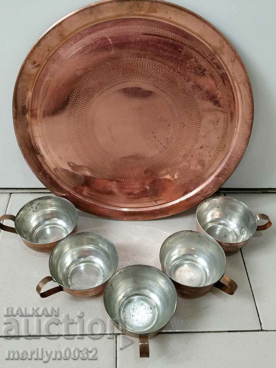 Copper coffee service, copper, copper pot, cups, cups - 6 Copper coffee service, copper, copper pot, cups, cups - 6