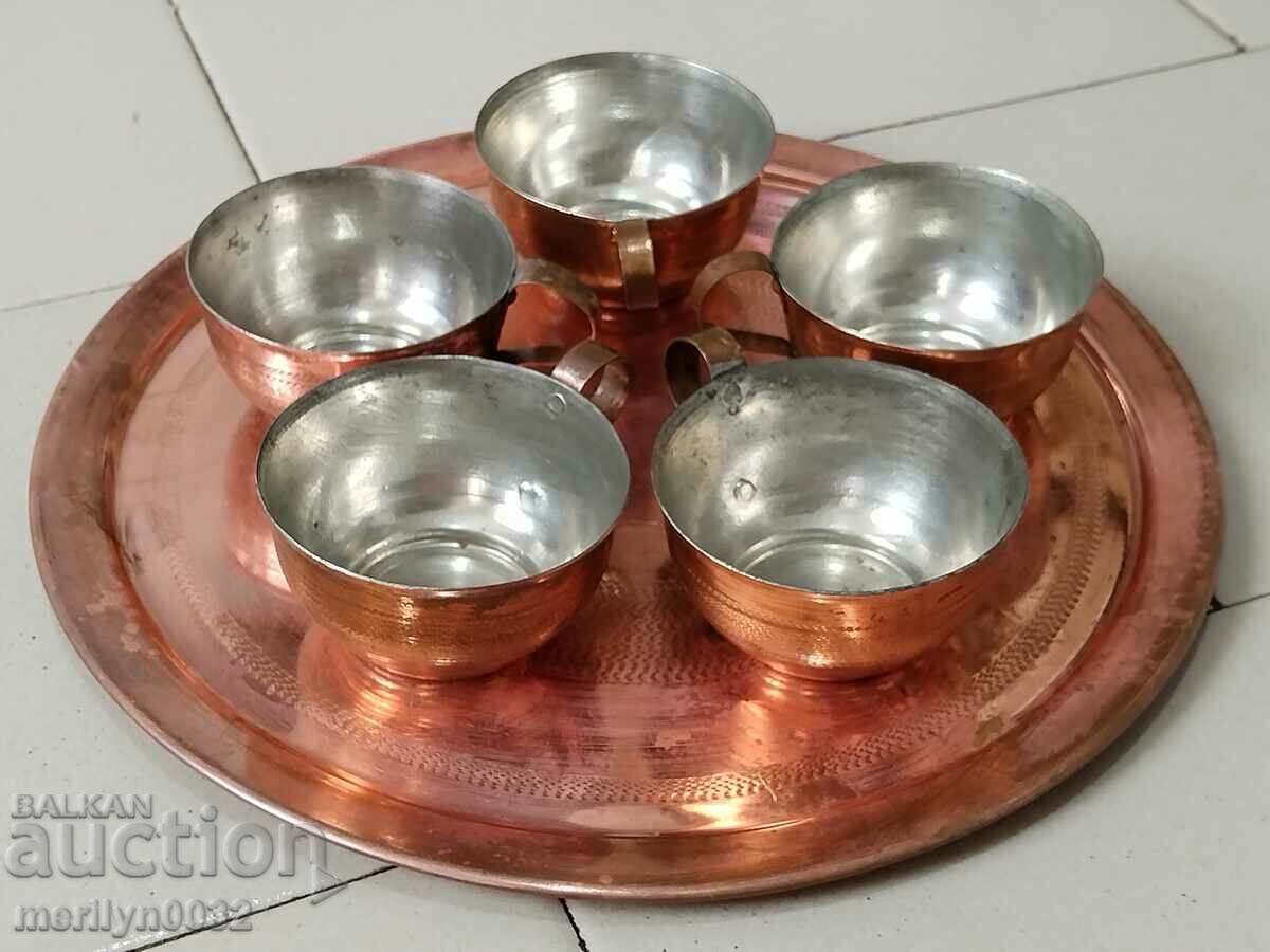 Copper coffee service, copper, copper pot, cups, cups