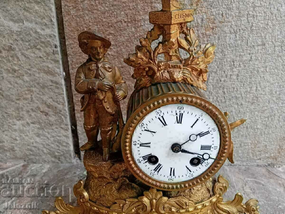 Δημοπρασία Σπάνιο Γαλλικό Ρολόι Μπουντουάρ/Μαντέλ, 19ος αιώνας - Έργα. Δημοπρασία Σπάνιο Γαλλικό Ρολόι Μπουντουάρ/Μαντέλ, 19ος αιώνας - Έργα.