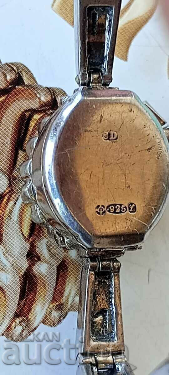 Licitație Ceas retro Rotary argint 925 cu pietre 1960