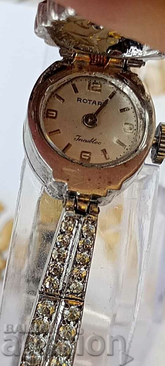Livrarea Ceas retro Rotary argint 925 cu pietre 1960