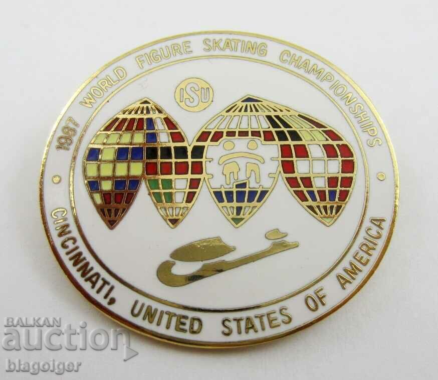 AMERICAN BADGE-WORLD CHAMPIONSHIPS-SKATING-1987 with price 16.99 BGN | € 8.69