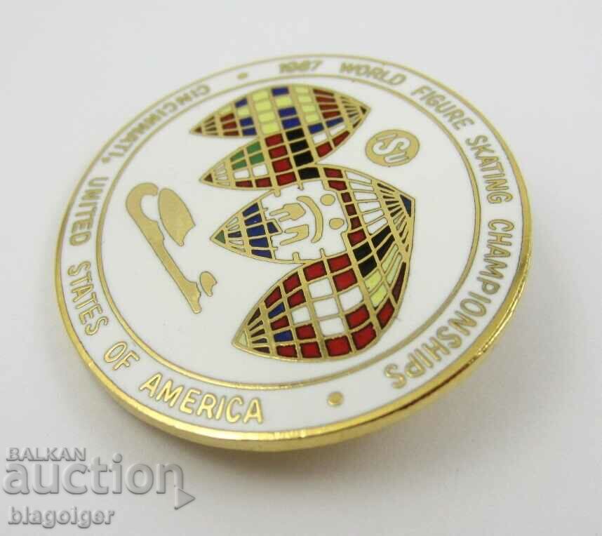 Auction  AMERICAN BADGE-WORLD CHAMPIONSHIPS-SKATING-1987