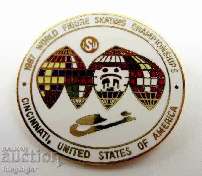 BADGE AMERICAN-CAMPIONATE MONDIALE-SKATING-1987