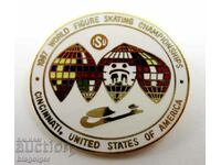 BADGE AMERICAN-CAMPIONATE MONDIALE-SKATING-1987