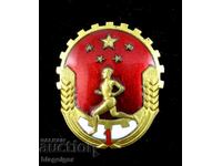 OLD CHINESE BADGE-ATHLETE FIRST CLASS-ENAMEL-TOP