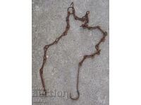 Old wrought iron hearth chain, hook chain