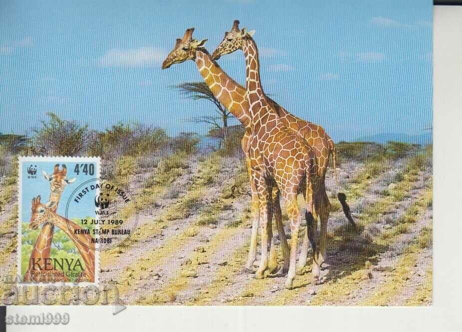 Carte poștală Maximum FDC GIRAFFE ANIMALE WWF