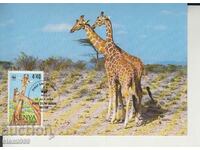 Carte poștală Maximum FDC GIRAFFE ANIMALE WWF