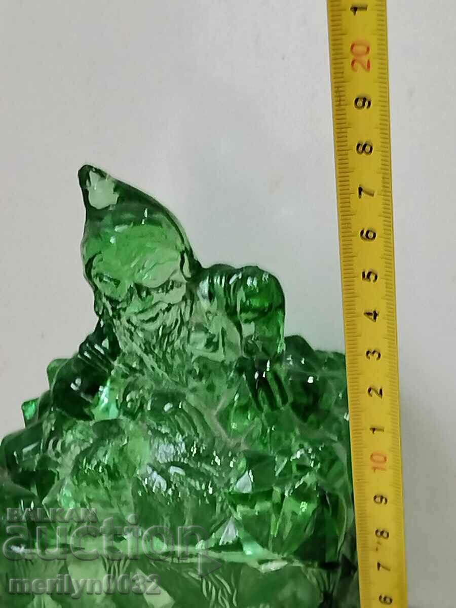 Old glass sugar bowl with dwarf bonbonniere figure - 5