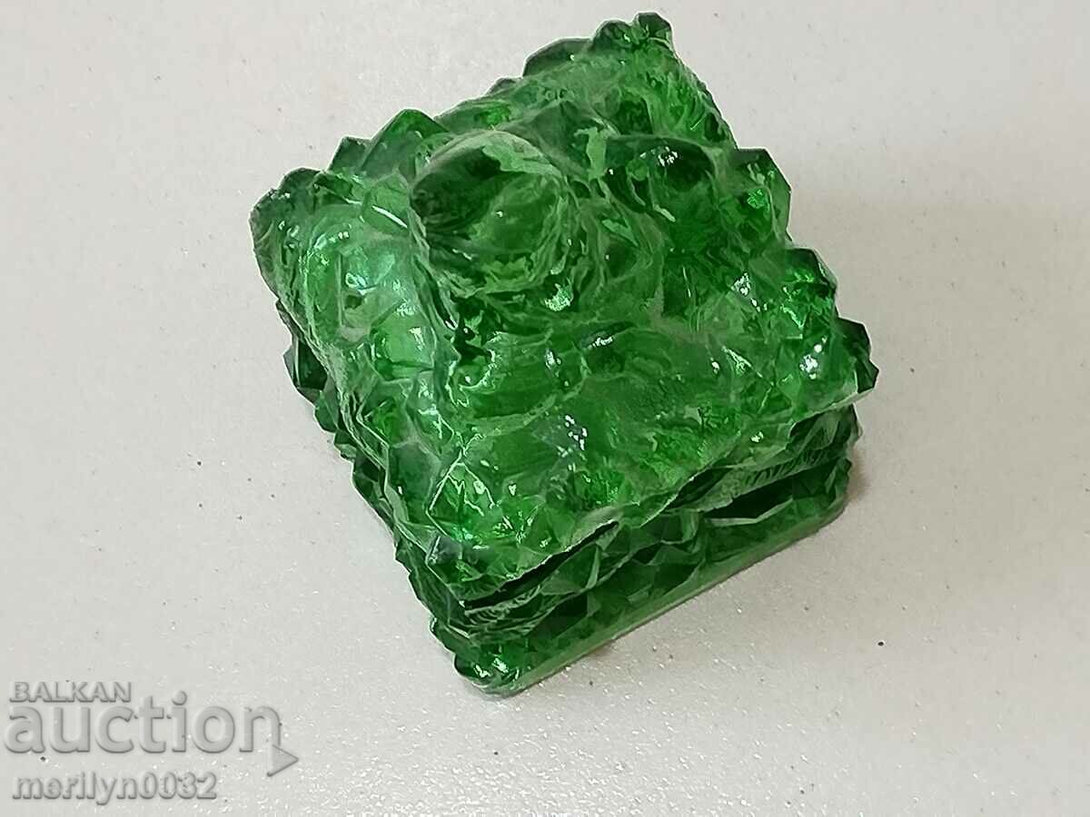 Old glass sugar bowl with dwarf bonbonniere figure - 7