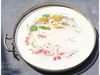 Old porcelain flower tray, dragonfly