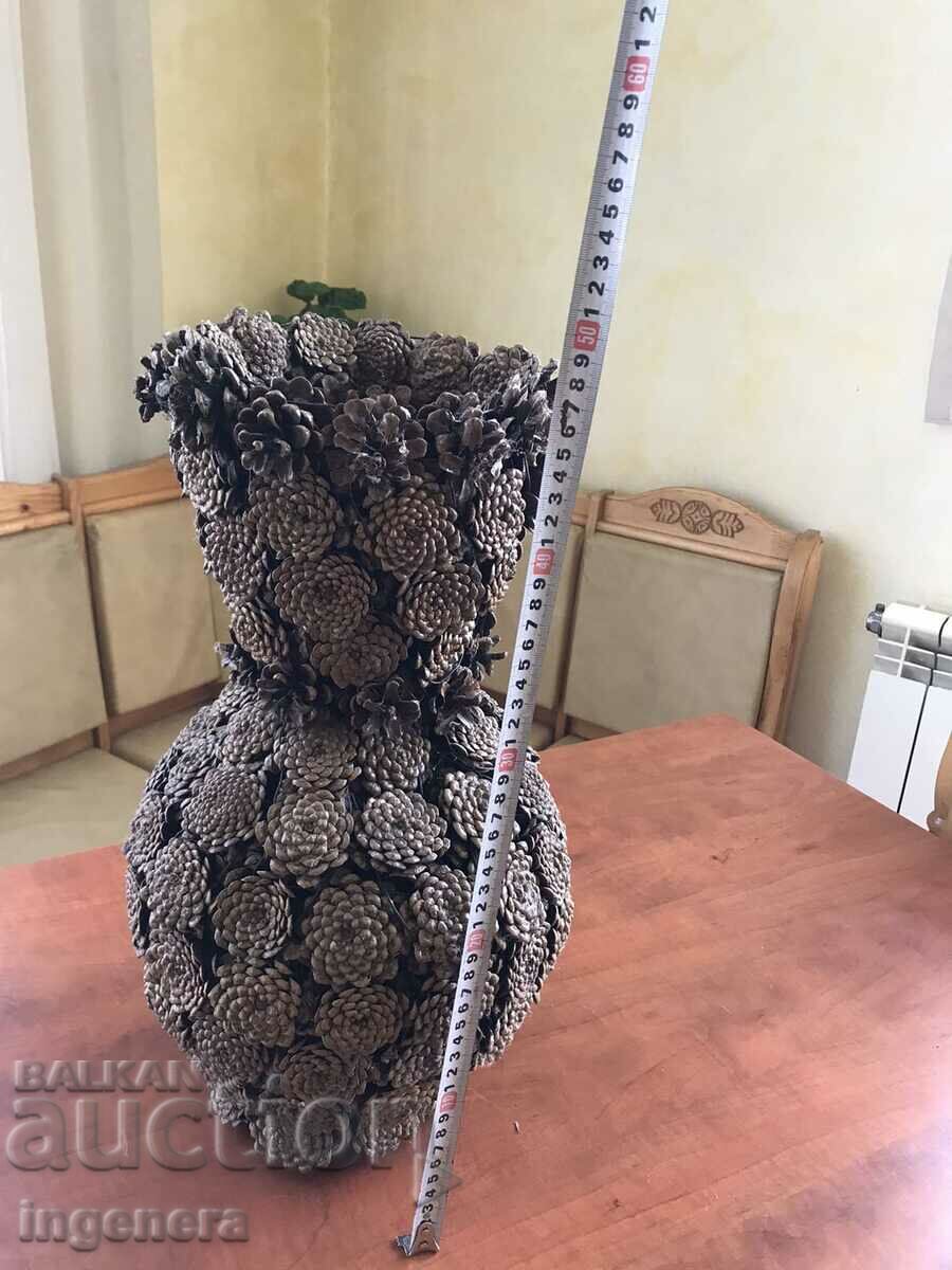 VASE BRAIDED FROM CONES AND BLACK CORD FOR DRIED FLOWERS with price 58.00 BGN | € 29.65 VASE BRAIDED FROM CONES AND BLACK CORD FOR DRIED FLOWERS with price 58.00 BGN | € 29.65