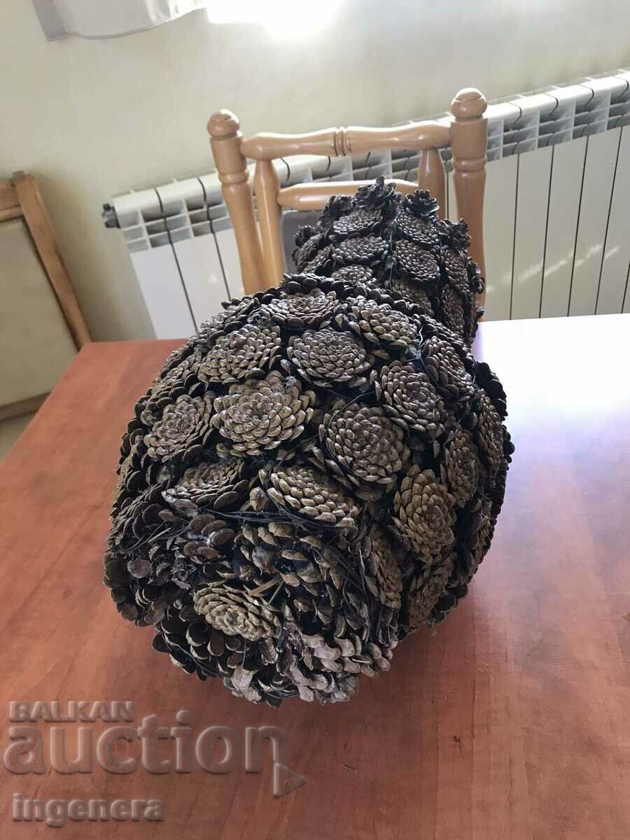 VASE BRAIDED FROM CONES AND BLACK CORD FOR DRIED FLOWERS - 5 VASE BRAIDED FROM CONES AND BLACK CORD FOR DRIED FLOWERS - 5