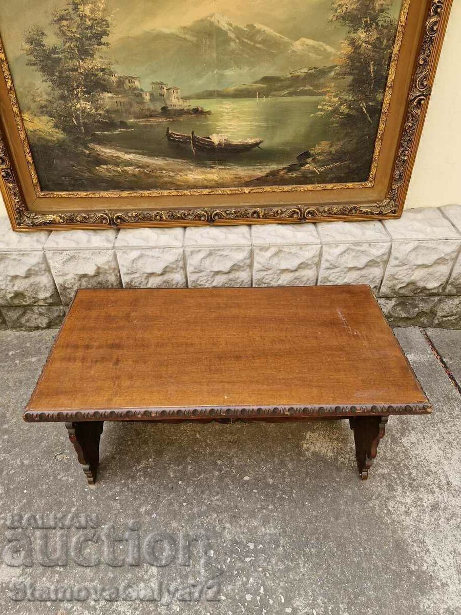 Masă englezească veche din lemn masiv cu sculptură - 7