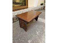 Old English solid wood table with carving