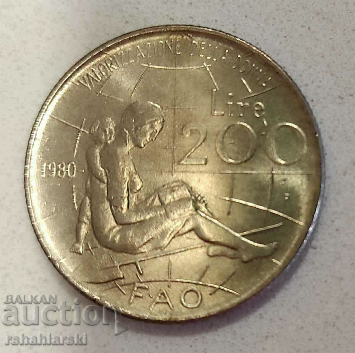 Coin Italy 200 Lire, 1980