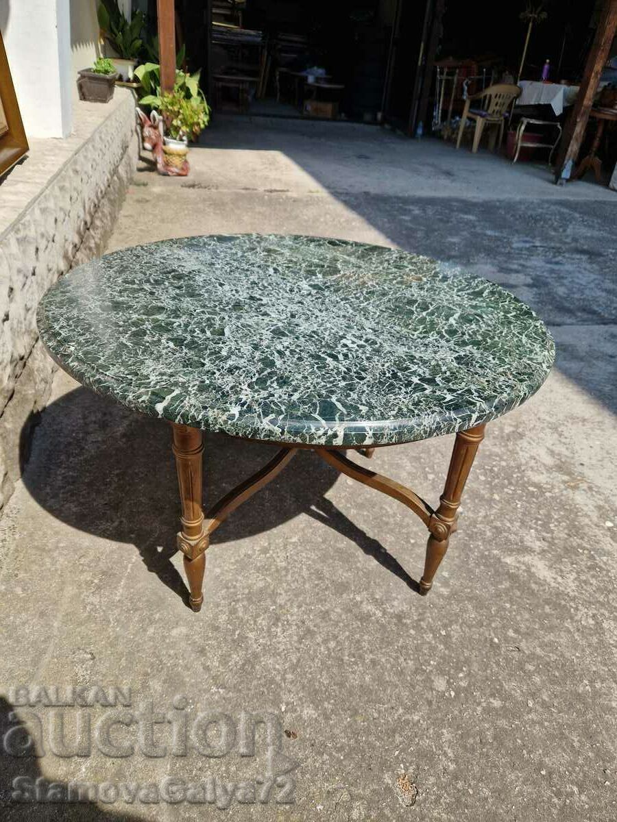 Beautiful German antique solid wood coffee table with marble top - 5 Beautiful German antique solid wood coffee table with marble top - 5