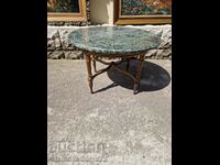 Beautiful German antique solid wood coffee table with marble top