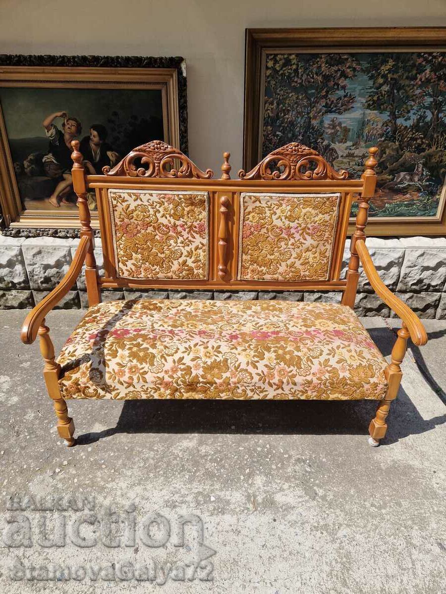 Lovely Antique Belgian Solid Wood Canape Bench