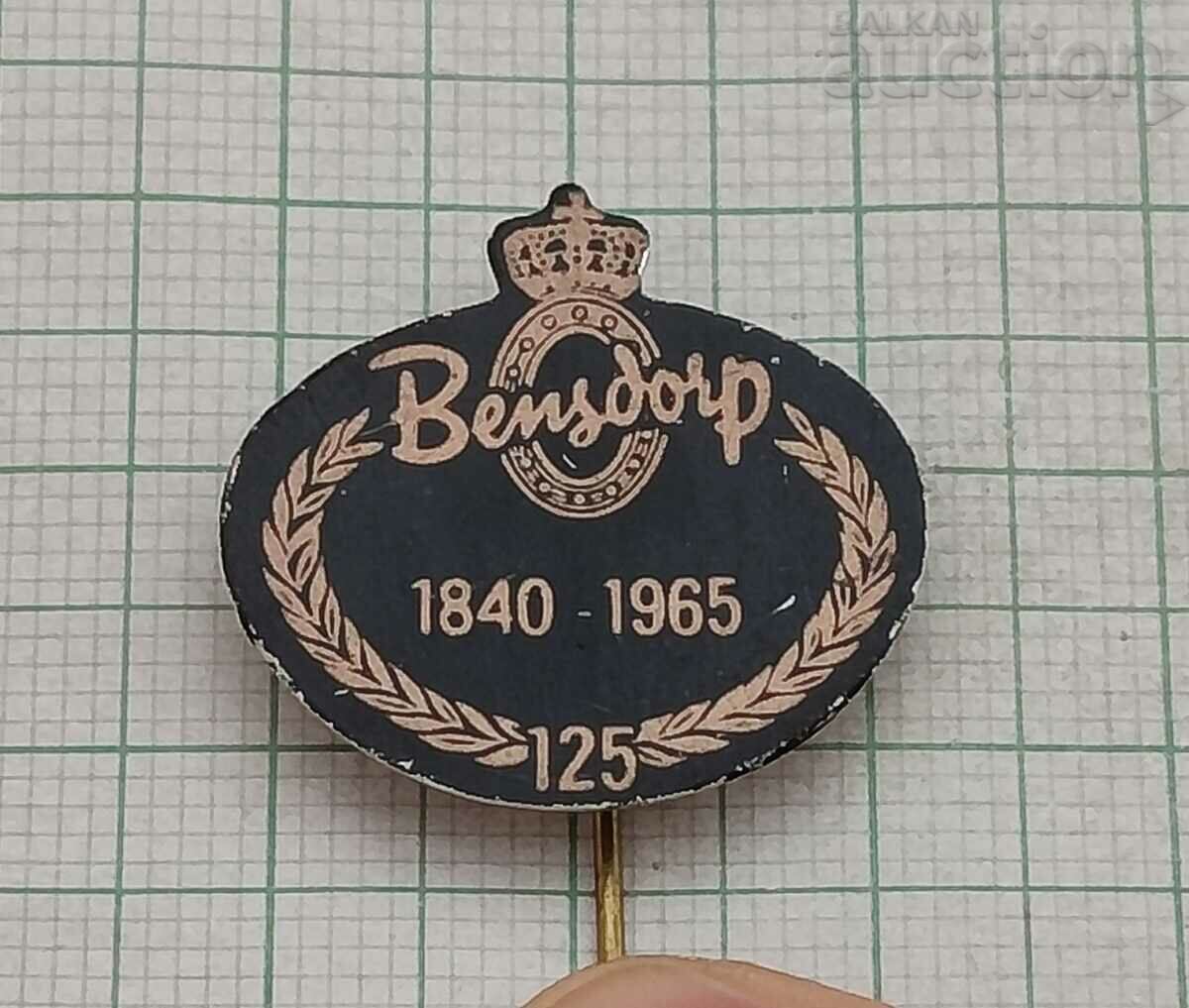 BENSDORP 125 years CHOCOLATE ADVERTISING BADGE 1965