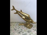 Brass figurine Dolphins