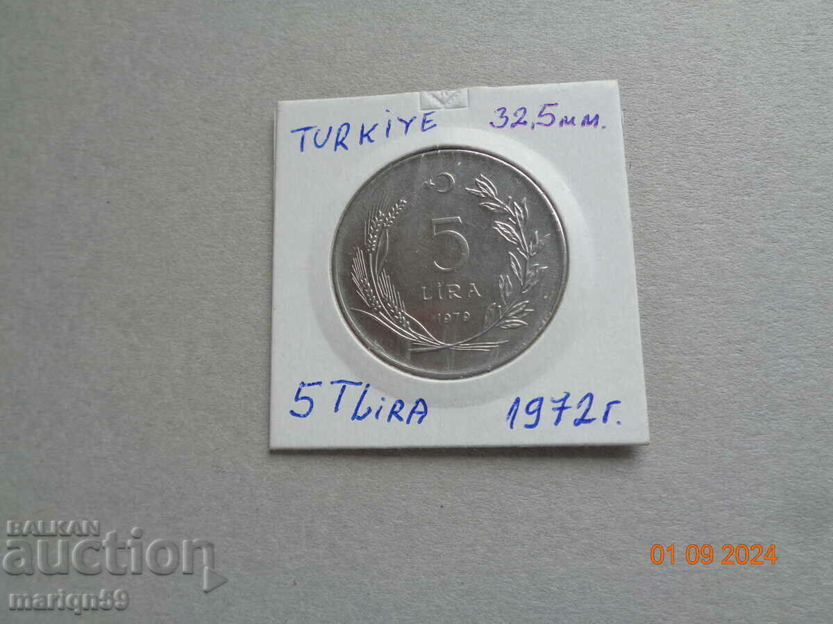 5 lira Turkey -1979 -A large coin 5 lira Turkey -1979 -A large coin
