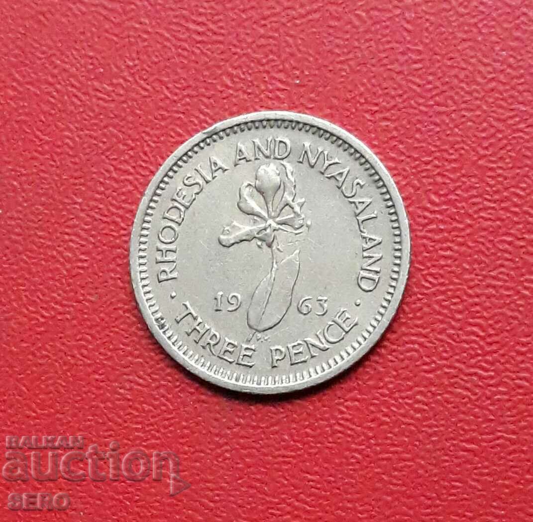 Rhodesia și Nyasaland-3 pence 1963