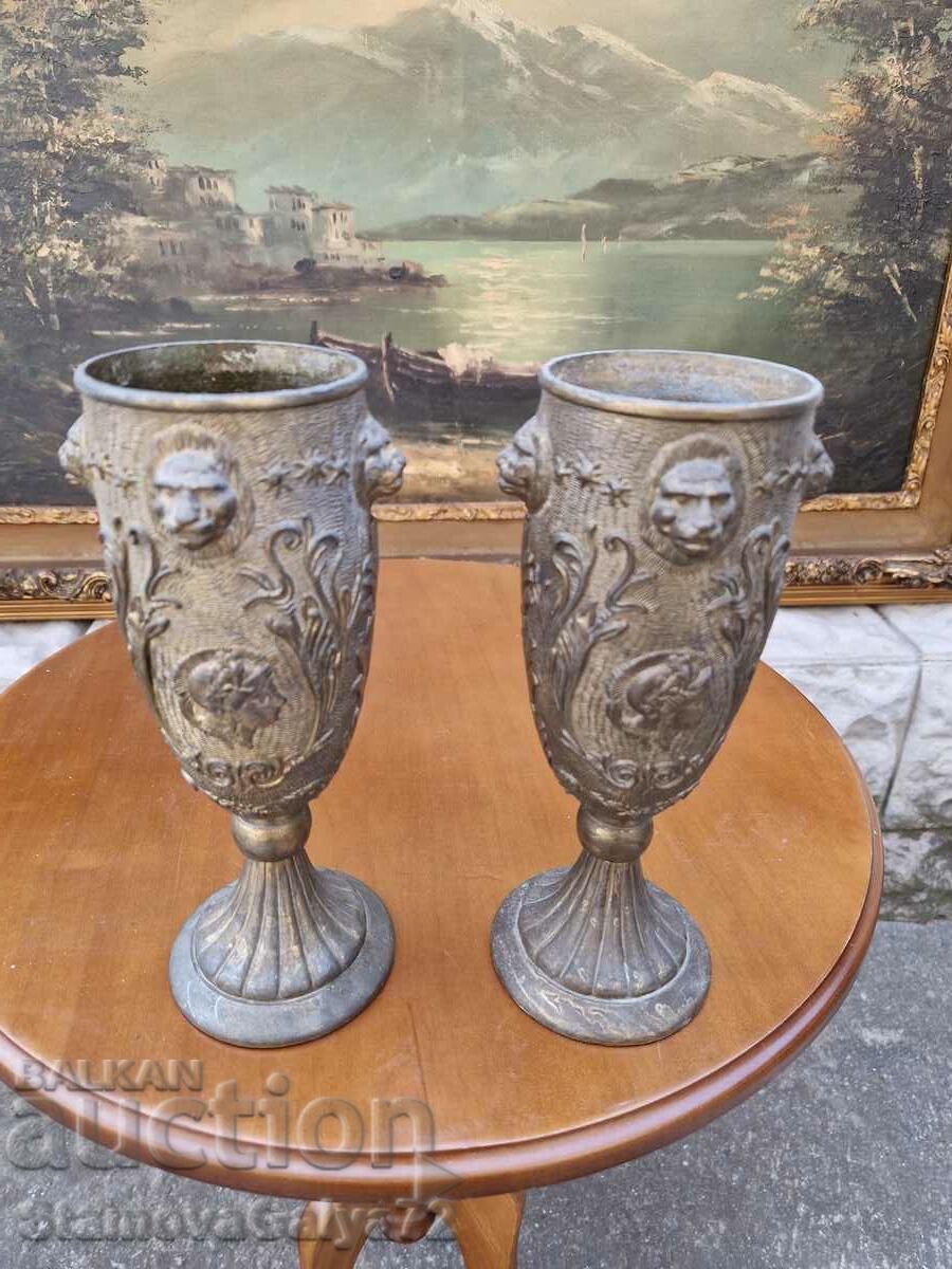 A pair of wonderful antique Belgian wine glasses