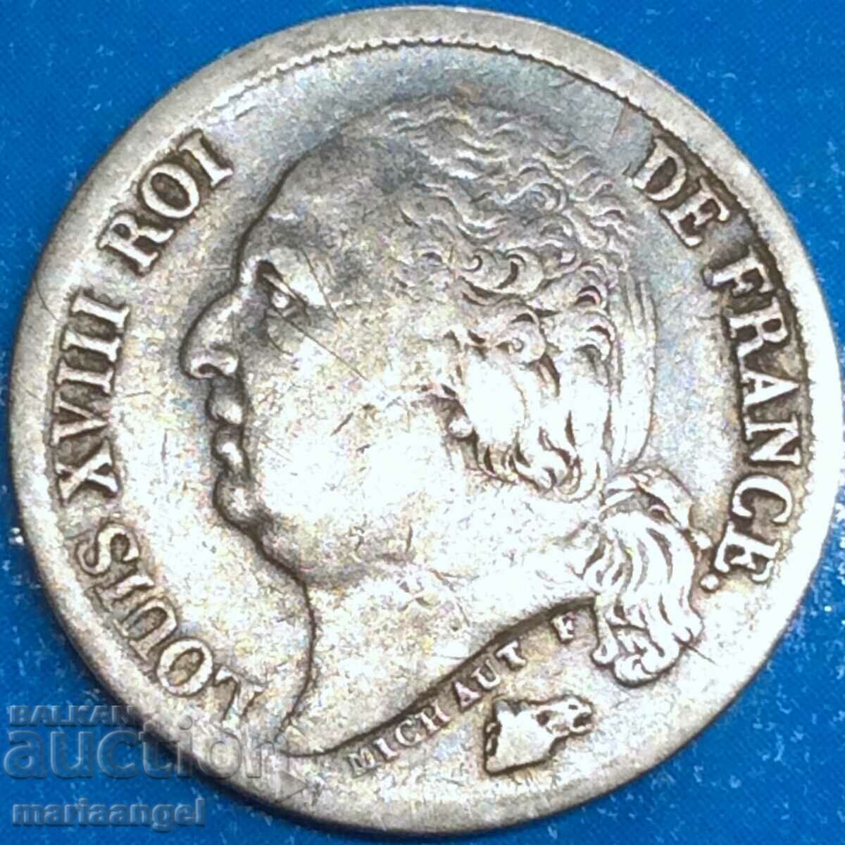 France 1/2 Franc 1817 Louis XVIII Silver