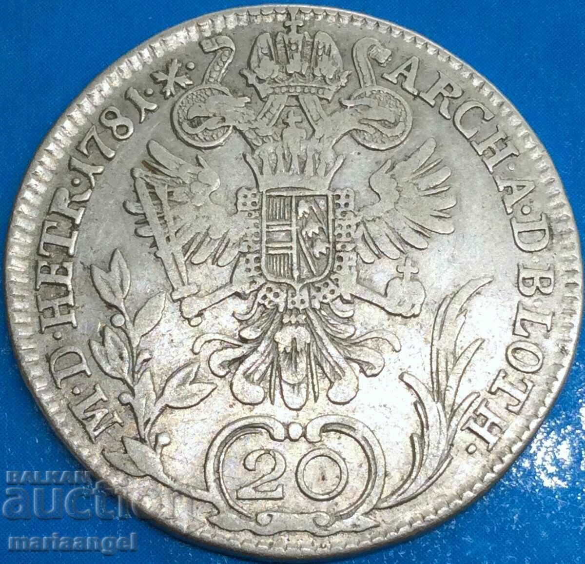 20 Kreuzer 1781 Αυστρία Joseph II ασήμι - σπάνιο