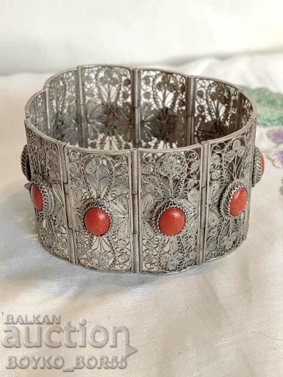 Unique Antique Silver Filigree Coral Bracelet with price 390.00 BGN | € 199.40 Unique Antique Silver Filigree Coral Bracelet with price 390.00 BGN | € 199.40