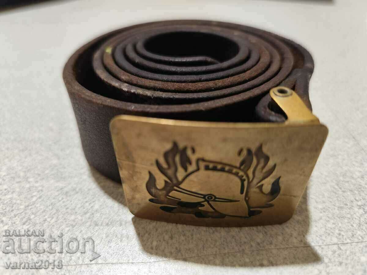 Retro Bulgarian Firefighter Leather Belt