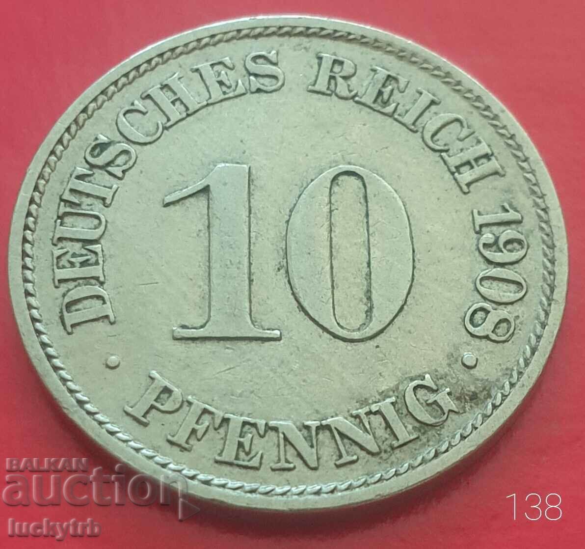 10 Pfennig 1908 - Γερμανία