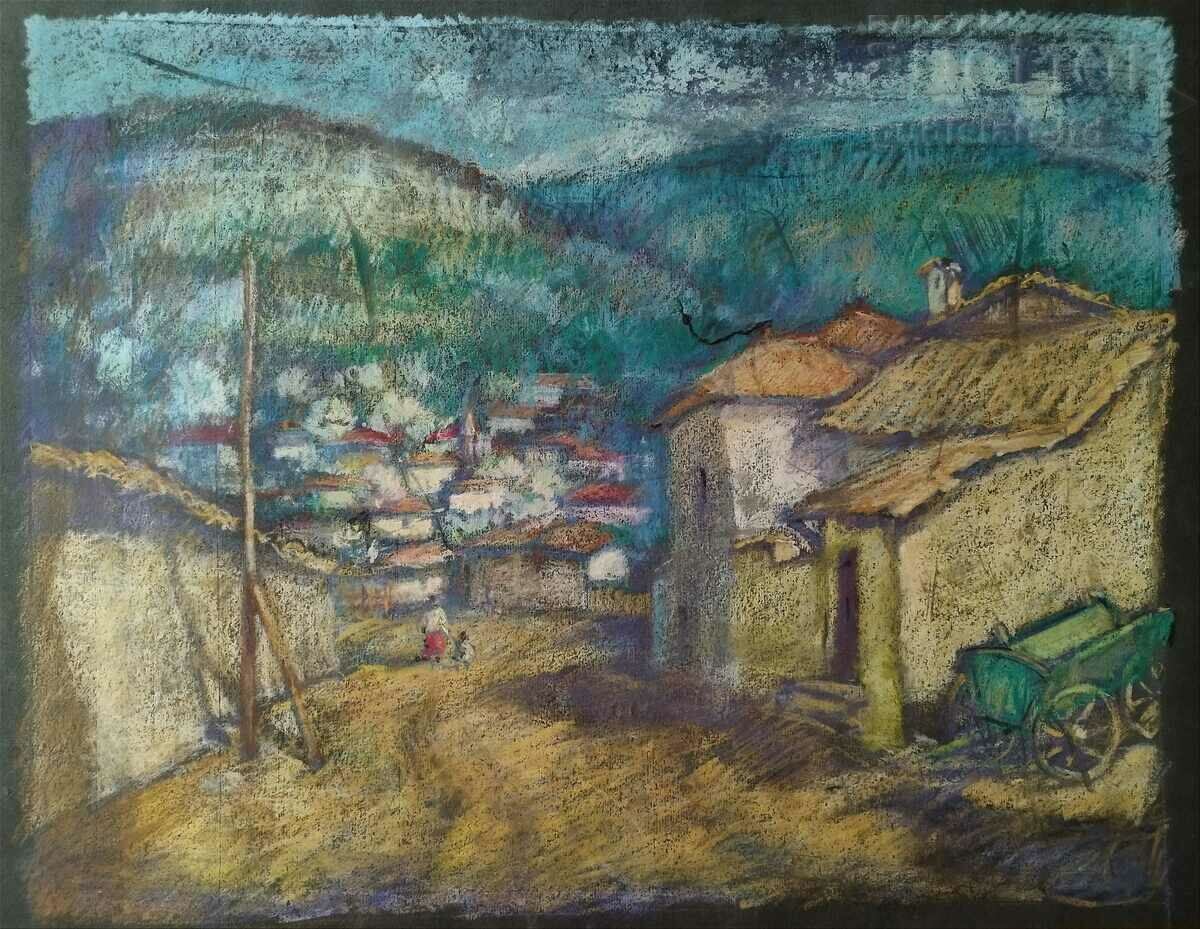 Painting, rural landscape, 1980s