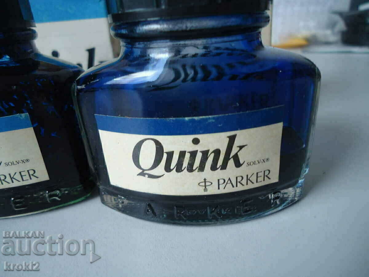 Δύο παλιά γυάλινα μπουκάλια μελανιού Parker Parker - 5 Δύο παλιά γυάλινα μπουκάλια μελανιού Parker Parker - 5