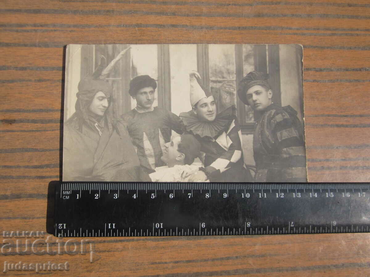 Auction Kingdom of Bulgaria old photo card with clown clowns 1921 Auction Kingdom of Bulgaria old photo card with clown clowns 1921