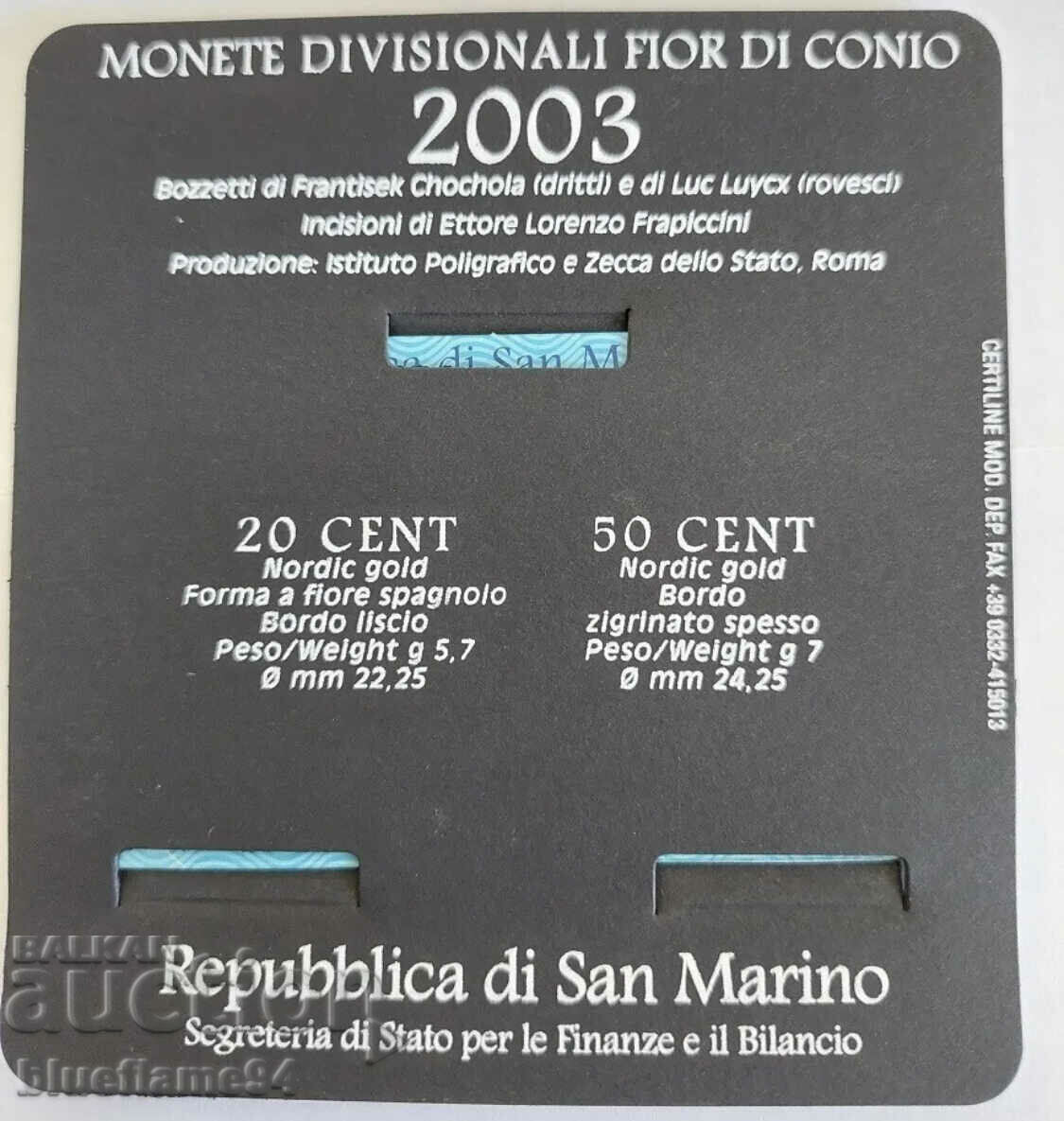 Евро сет Сан Марино 2003 с цена € 8.00 | 15.65 лв. Евро сет Сан Марино 2003 с цена € 8.00 | 15.65 лв.