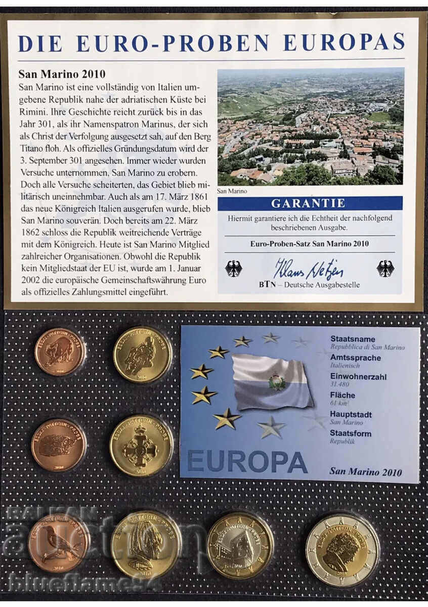 Trial Euro Set San Marino 2010 with price 39.00 BGN | € 19.94 Trial Euro Set San Marino 2010 with price 39.00 BGN | € 19.94
