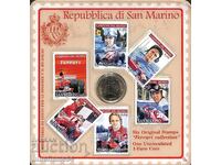 Set of postage stamps + 1 Euro San Marino 2005