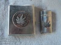 Metal snuff box + lighter