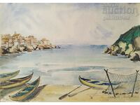 Pictură, peisaj, Sozopol, artist german, anii 1980.