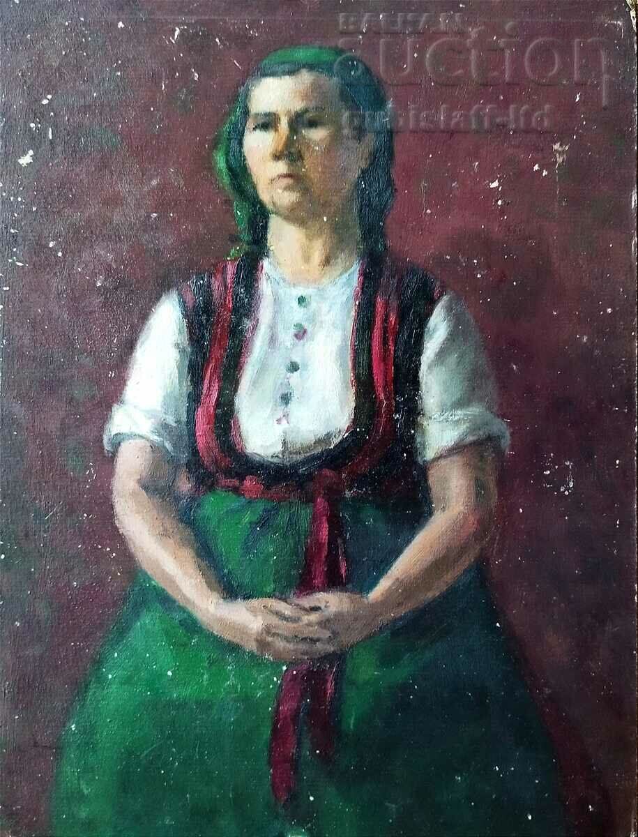 Pictură, Femeie, Costum, Față, 1970