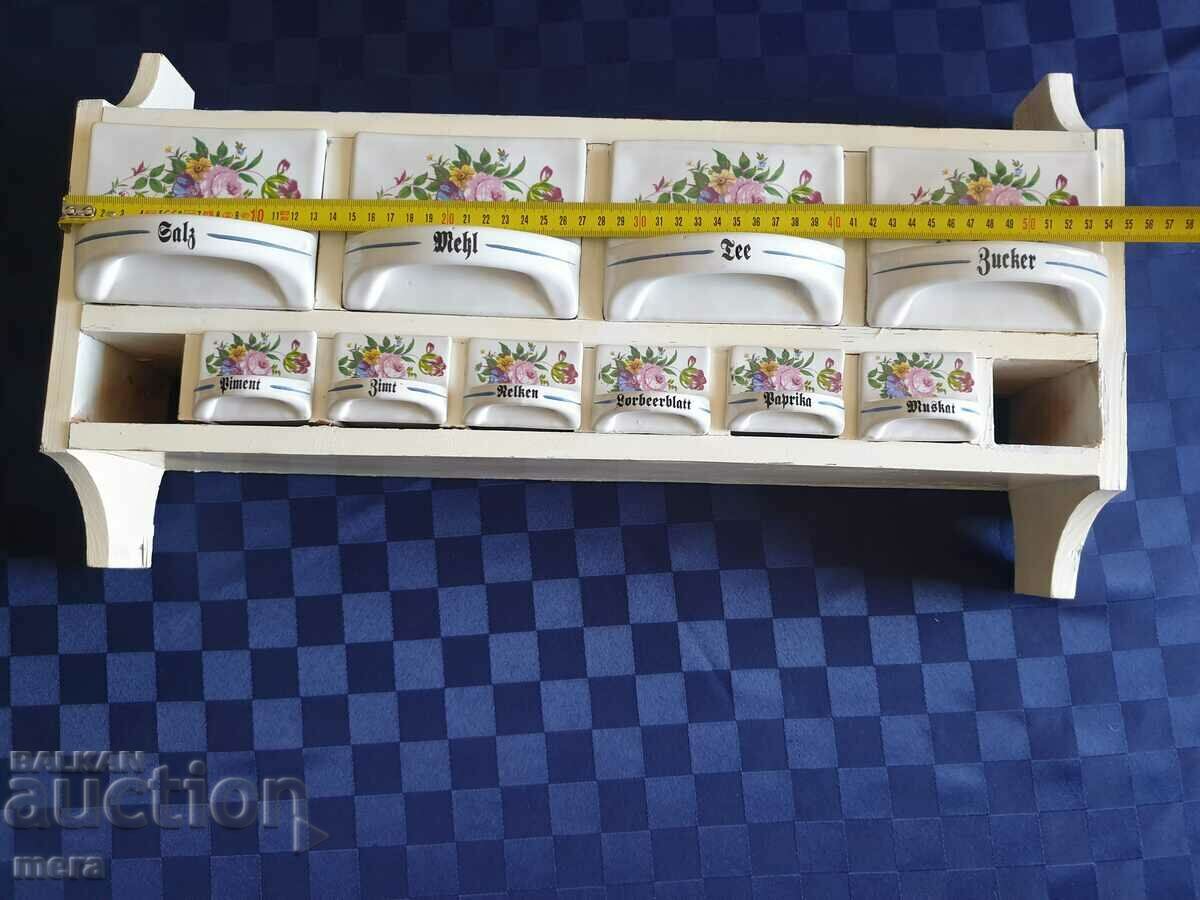 Αντικέ ντουλάπι μπαχαρικών με πορσελάνινα συρτάρια - 6