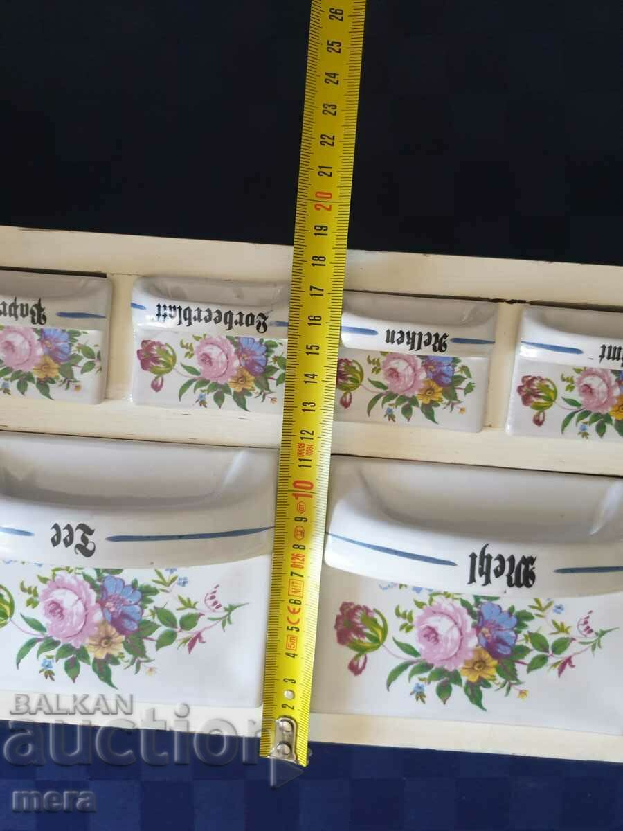 Αντικέ ντουλάπι μπαχαρικών με πορσελάνινα συρτάρια - 7